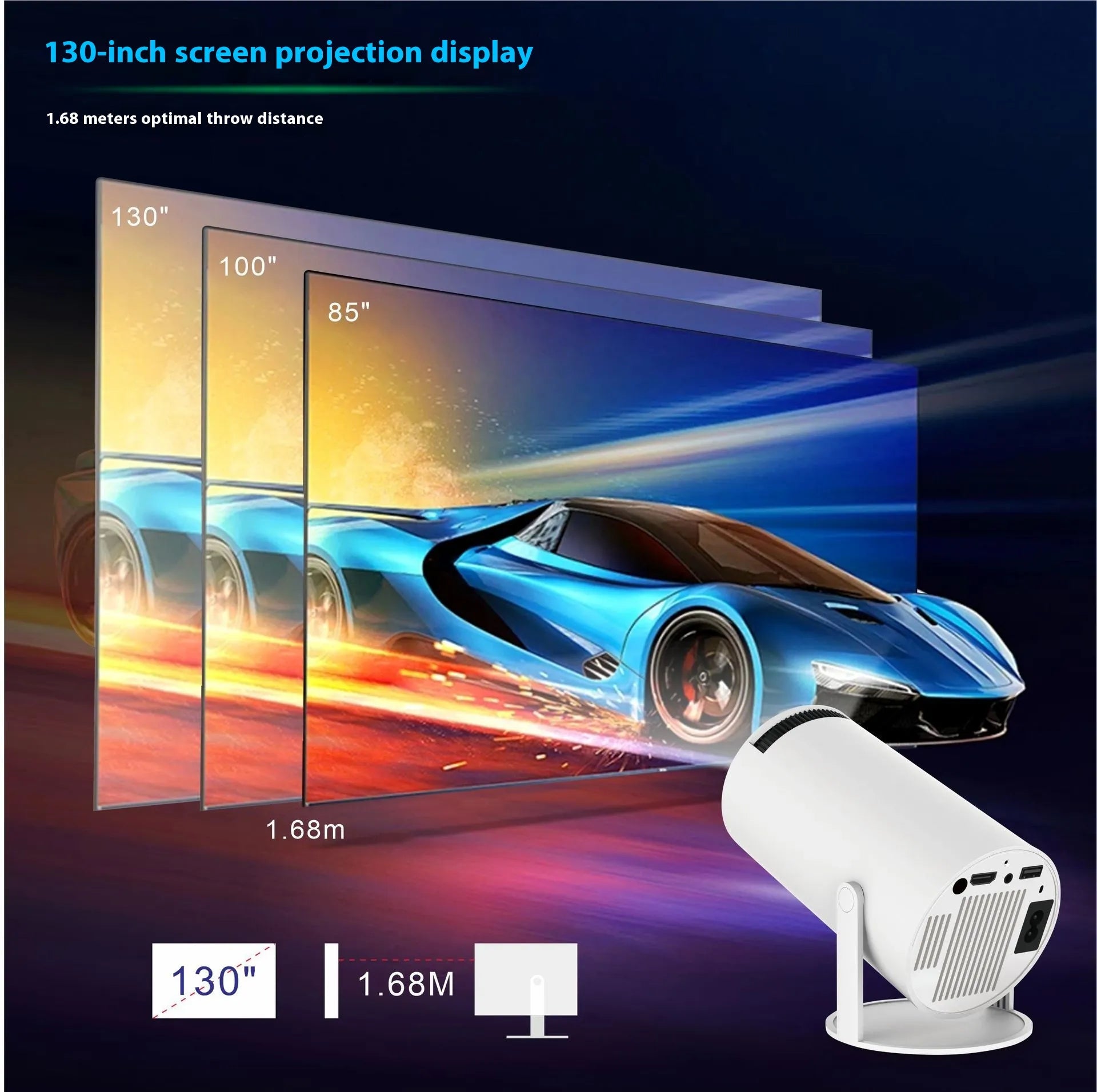 HY300 Pro Projector Home Theater Entertainment Portable Small Projector (DK-only)