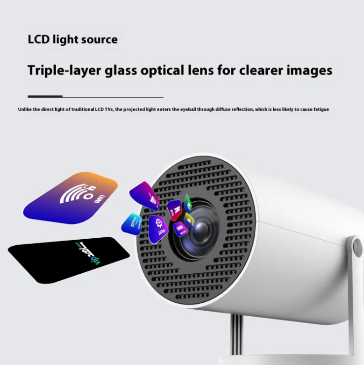 Portable Projector Small Straight Projector For Home Use 180 Degrees Projection Angle Automatic Focus Home Video Projector (DK-only)